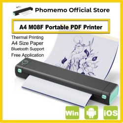 Phomemo M08F Impresora térmica inalámbrica A4 Bluetooth, fabricante de etiquetas portátil para envío en el hogar y la oficina, Compatible con iOS Android PC