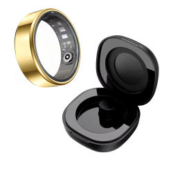Anillo inteligente R09 para hombres y mujeres con estuche de carga, frecuencia cardíaca, oxígeno en sangre, monitor de temperatura de la piel, resistente al agua 5ATM para Android iOS