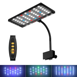 Luz LED USB para acuario, lámpara de cultivo de plantas acuáticas de espectro completo, brillo ajustable para pecera, cronometrado regulable 360 ° luz giratoria