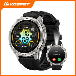 Reloj Inteligente Resistente KOSPET TANK T4C para Hombre, GPS de Grado Militar con Linterna, Resistente al Agua 5ATM, Monitor de Salud y Ejercicio