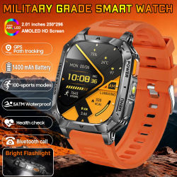 Reloj Inteligente 2026 con Batería de Grado Militar de 1400 mAh, Pantalla AMOLED de 2.01'', Resistente al Agua IP68, Deportivo, Fitness, Llamadas Bluetooth
