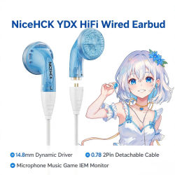 NiceHCK YDX auricular con cable HiFi 14,8mm controlador dinámico auricular intrauditivo Monitor 0,78 2 pines Cable desmontable micrófono música juego IEM