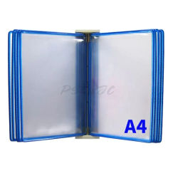 Carpeta volteadora de 10 páginas A4, estante de exhibición de datos Manual de operación estándar montado en la pared, Material de marco de PVC + metal