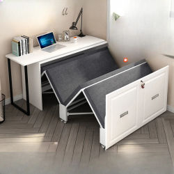 Mueble Multifuncional para Estudio o Sala de Estar, Cama Invisible con Escritorio, Librero Integrado, Cama Plegable para Balcón de Doble Uso, Retráctil