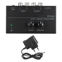 Preamplificador de Phono PP500, preamplificador de auriculares, micrófono, mezclador de ampliación con Control de volumen de nivel para tocadiscos de vinilo