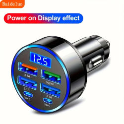 Cargador de coche de 6 puertos de 100W, carga rápida PD Qc3.0 USB C, adaptador tipo C para iPhone, Samsung, Huawei, Xiaomi