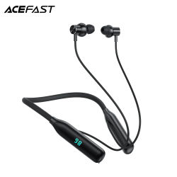 ACEFAST N4 auriculares inalámbricos con banda para el cuello de silicona con pantalla Digital LED Bluetooth 5,3 música deportes auriculares internos batería de 800mAh
