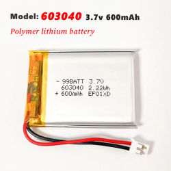 Batería recargable de iones de litio de polímero, 3,7 V, 600mAh, 603040, para GPS, luz LED, masajeador, Altavoz Bluetooth, juguete, palo de Selfie, ventilador