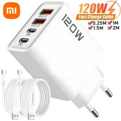 Xiaomi 120W 4 puertos USB tipo C cargador Cable de datos de carga rápida adaptador de cargador de teléfono USB para Samsung IPhone Huawei cargador de pared
