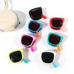 Gafas de sol con montura cuadrada para niños y niñas, lentes de sol plegables con protección UV 400 para exteriores