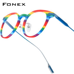 Montura de gafas FONEX de acetato de titanio para mujer, nuevo diseño de marca, gafas redondas Retro Vintage para hombre, gafas japonesas 85891