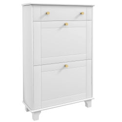 HOMCOM Mueble Zapatero Blanco Zapatero Estrecho con 2 Puertas Abatibles y 1 Cajón para 8 Pares de Zapatos 60x23,5x98,5 cm