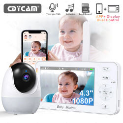 Monitor de bebé con WiFi HD de 1080P, aplicación remota para teléfono, vista nocturna de 4,3 ", luz nocturna para niñera, visión nocturna VOX, canciones de cuna, cámara con Monitor de temperatura