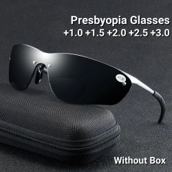 Gafas de sol bifocales a la moda para hombre, gafas de lectura de doble uso, montura plateada con resorte, gafas deportivas + 100 + 150 + 200 + 250 + 300