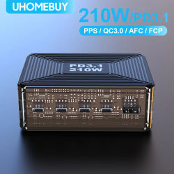 UHOMEBUY-estación de carga rápida USB tipo C, cargador de escritorio 210W PD 3,1 GAN, para MacBook Pro, Lenovo, iPhone, Samsung S23, teléfono y tableta