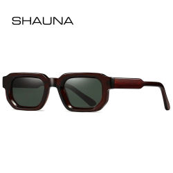 SHAUNA Retro rectángulo mujeres gafas de sol de lujo moda tonos verdes oscuros UV400 tendencia hombres Punk gafas de sol