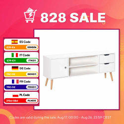 HOMCOM Mueble de TV 120x28x44cm con Armario Estantes Abiertos Cajones Carga 30kg