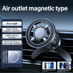 Soporte para Coche MagSafe, 17 Imanes N52, Soporte para Teléfono con Ventilación de Aire, 360 ° Soporte Giratorio, Compatible con iPhone Serie 16-12 y Todos los Teléfonos, con Anillo Magnético