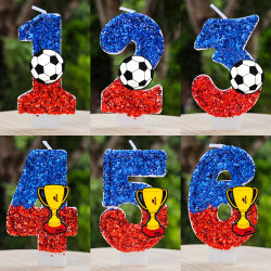 Vela de fútbol número 0-9, decoración de vela para pastel de cumpleaños para niños, adorno para tarta de fiesta de cumpleaños de fútbol, regalo de decoración para Baby Shower