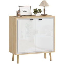 Aparador HOMCOM de alto brillo, mueble de almacenaje con 2 puertas, estante ajustable, patas para bebidas, estilo moderno, para comedor