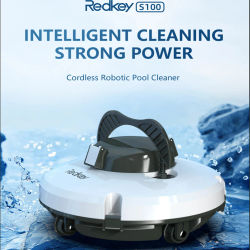 Limpiador de Piscinas Robótico Inalámbrico Inteligente Redkey S100, Robot de Limpieza de Piscinas Totalmente Automático, Aspiradora Subacuática con Autoparqueo