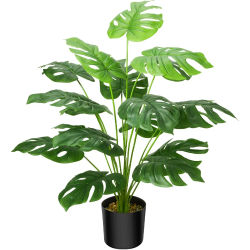Hojas de palma de Monstera de imitación, plantas artificiales tropicales para decoración al aire libre, plástico resistente a los rayos UV, verde, balcón, jardín, estilo