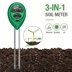 Medidor de PH del suelo 3 en 1, probador de PH de luz solar, Sensor de humedad del suelo para flores de jardín, Detector de Monitor de PH de humedad y acidez de plantas