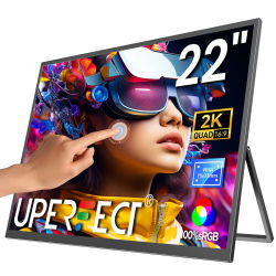Monitor de 22 pulgadas UPERFECT, pantalla táctil/no táctil, 2K, 1440P, 100 % sRGB, IPS, con soporte para portátil, PC, Mac, teléfono, PS5, Steam, Switch, consola de juegos