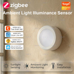 Sensor de Luz Ambiental Zigbee, Detector de Iluminación, Monitor de Brillo, Automatización de Iluminación del Hogar para Tuya Smart Life Z2M, Requiere Hub