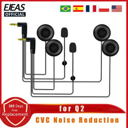 EJEAS-auriculares con micrófono de reducción de ruido para motocicleta, intercomunicador con Bluetooth, conector de 3,5mm, HiFi, CVC, para V6 Series Q2 Q7 V4 Plus