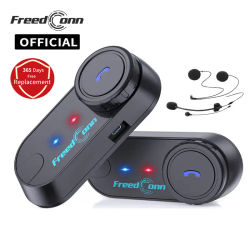 FreedConn Bluetooth intercomunicador para motocicleta casco auriculares FM música compartido casco comunicador altavoz