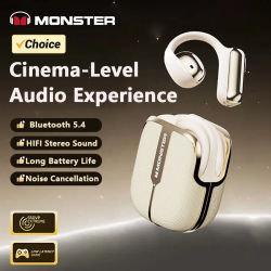 Auriculares Monster XKO06 con gancho para la oreja, inalámbricos por Bluetooth 5,4, sonido estéreo, reducción de ruido, auriculares deportivos con batería de larga duración