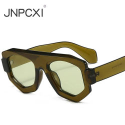 JNPCXI Nuevas Gafas de Sol Cuadradas Irregulares de Moda para Mujer, Protección UV400, Gafas de Sol Retro Verdes para Hombre
