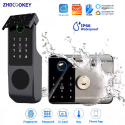 Cerradura Inteligente WiFi Tuya Impermeable, Huella Dactilar, Tarjeta RFID, Contraseña, Control Remoto por Aplicación, TTLock, Bluetooth, Entrada Electrónica, Cerradura de Borde