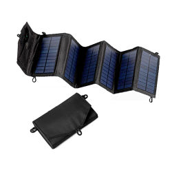 Panel Solar Plegable de 5V USB, Cargador de Batería Portátil en Bolsa Plegable para Teléfono, Banco de Energía Impermeable para Campismo al Aire Libre