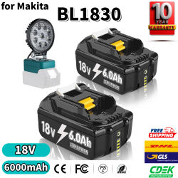 Batería de Repuesto para Makita de 18V BL1830, 6000mAh, Compatible con BL1850, BL1840, BL1860, Batería Recargable de 18V con Cargador Individual de 4A/Doble de 6A