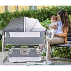 Cunas para Bebé, Cama para Bebé, Cuna Multifuncional, Cama para Dormir para Bebés, Ligera, Portátil, con Cuatro Ruedas, Cunas para Recién Nacidos con Mosquitero Semicubierto, Colchón de Espuma