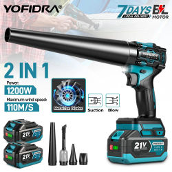 YOFIDRA 2EN1 80000RPM Ventilador Turbo Eléctrico Sin Escobillas, Soplador de Aire Inalámbrico y Aspirador de Polvo, Hojas y Nieve, Herramienta Compatible con Baterías Makita