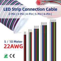 Cable alargador colorido 5/10M 22AWG 2-6Pin para tira LED 3528 5050 RGB RGBW CCT, cable conexión bricolaje iluminación mueble cocina armario accesorio tira de luz LED