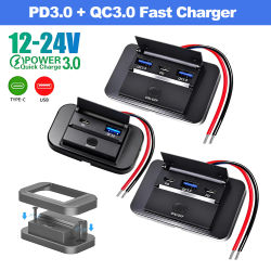 Adaptador de Cargador USB C PD de 12V, 18W QC3.0 USB A y Tipo C con Interruptor, Puerto de Alimentación para Auto, Barco, RV, Camión, Autobús