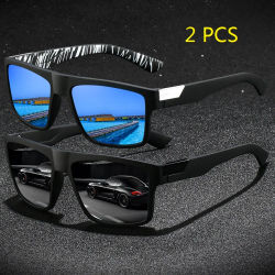 2 Piezas de Gafas de Sol Cuadradas Vintage de Moda para Hombre y Mujer, Gafas de Sol de Diseñador de Marca de Lujo para Hombre, para Pesca y Conducción
