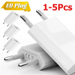 1-5 uds Universal UE enchufe viaje Mini cargador de pared USB 5V/1A adaptador de corriente carga de teléfono móvil para Samsung iPhone Xiaomi Huawei