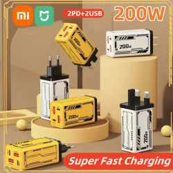 Xiaomi-cargador original de 200W, carga ultra rápida, 4 puertos, cargador de pared GaN, usb-c Qc 3,0, adaptador de cargador de teléfono para Iphone y Samsung