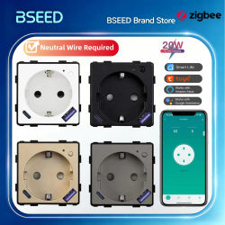 BSEED Zigbee-enchufe inteligente con Monitor de potencia, salida con USB tipo C, piezas de bricolaje, carga rápida de 20W, Control por aplicación Tuya Smart Life Alexa