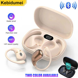 Auriculares KEBIDUMEI de Oreja Abierta, Bluetooth 5.4, con Gancho para la Oreja, Auriculares Inalámbricos Estéreo HiFi, Pantalla LED Táctil, Auriculares Deportivos