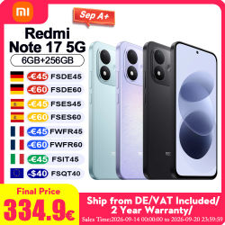 Versión Global Redmi Note 17 5G NFC Smartphone, Pantalla AMOLED FHD de 6.99' con Protección Ocular, Potente Snapdragon 4 Gen 4, Desbloqueo Facial por IA, Teléfonos Móviles