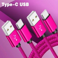 Cable de carga USB A a tipo C, Cable de datos de nailon, cargador rápido para Huawei, Samsung, Android, accesorios de carga para teléfono tipo C