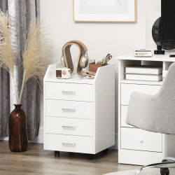 Vinsetto Cajonera de Oficina Mueble Auxiliar con 4 Cajones 40x36x65 cm Blanco