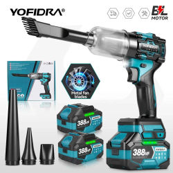 Soplador turbo eléctrico sin escobillas YOFIDRA y aspiradora, 110 m/s, herramienta para soplar polvo e inflar, compatible con batería Makita de 21 V.