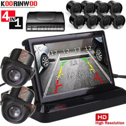 Koorinwoo sensores de aparcamiento de coche de doble núcleo 8 Radares Monitor de coche Digital TFT LCD alarma cámara frontal cámara de visión trasera de coche Parktronic